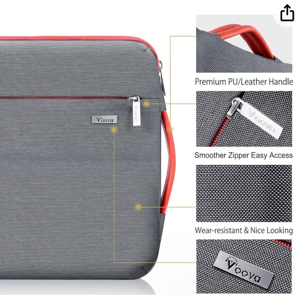 Voova Laptop Zip Top Case, NWT, Gray & Orange - Picture 2 of 6